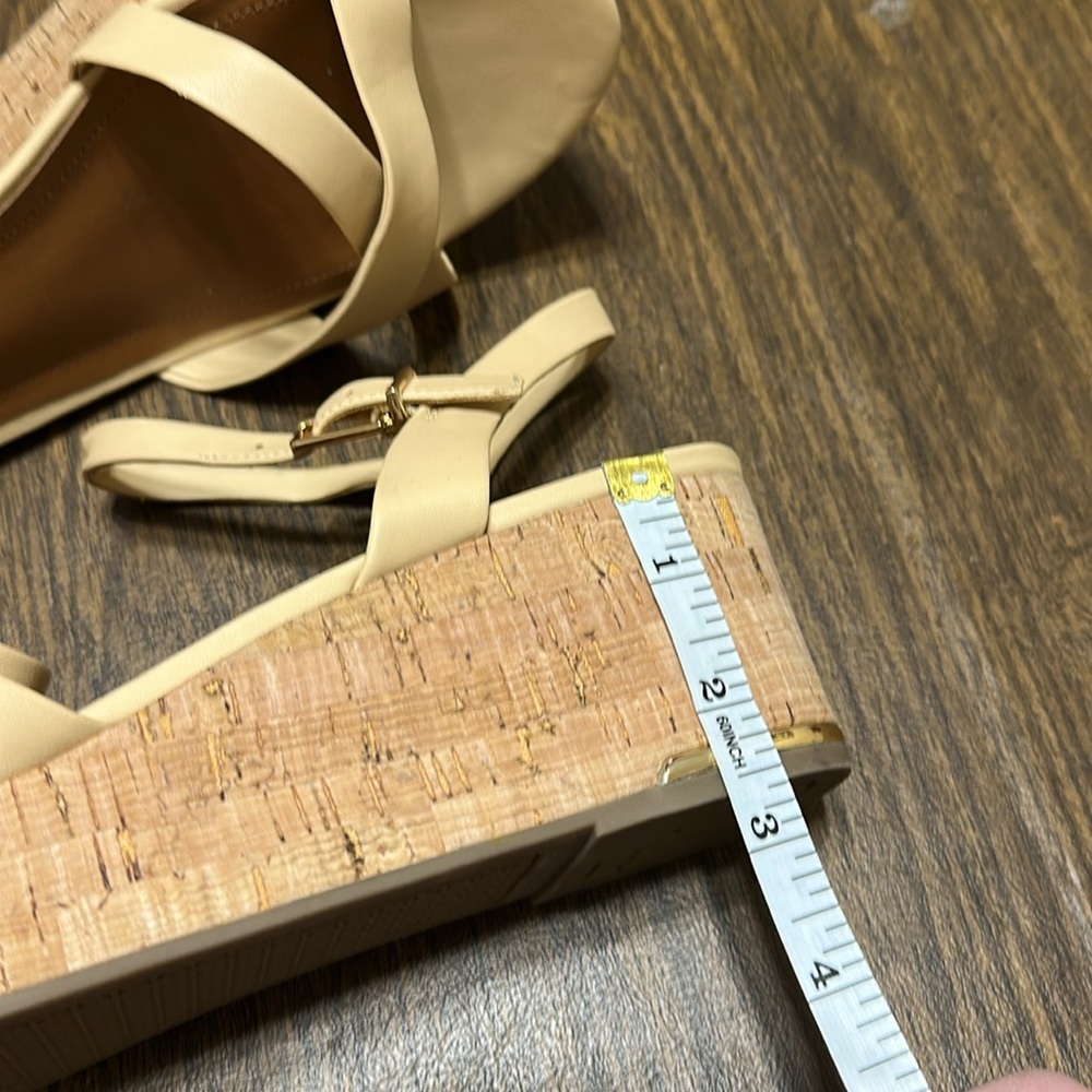 Franco Sarto Pelma Faux Leather Ankle Strap Platform Sandals, Beige, Size 10 - Picture 11 of 12